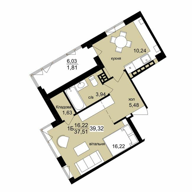 1-кімнатна 39.32 м² в ЖК Київ від 17 500 грн/м², Тернопіль