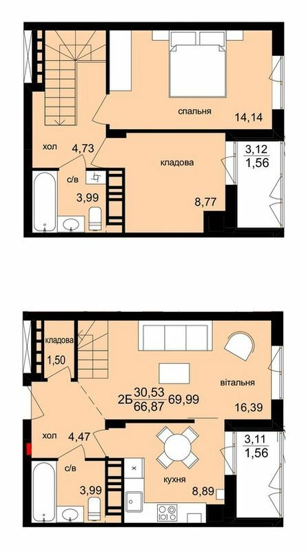 Дворівнева 69.99 м² в ЖК Київ від 17 500 грн/м², Тернопіль