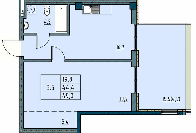 1-кімнатна 49 м² в ЖК Простір на Рішельєвській від 44 000 грн/м², Одеса