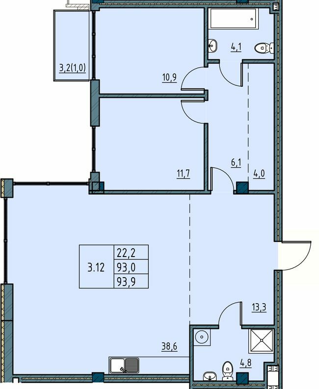 2-комнатная 93.9 м² в ЖК Пространство на Ришельевской от 42 850 грн/м², Одесса