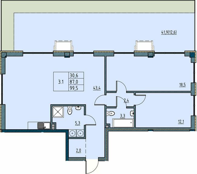 2-кімнатна 99.5 м² в ЖК Простір на Рішельєвській від 45 400 грн/м², Одеса