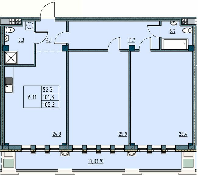 2-кімнатна 105.2 м² в ЖК Простір на Рішельєвській від 42 750 грн/м², Одеса