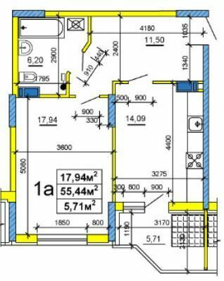 1-комнатная 55.44 м² в ЖК на ул. Сержанта Жужомы, 1 от 18 500 грн/м², Черкассы