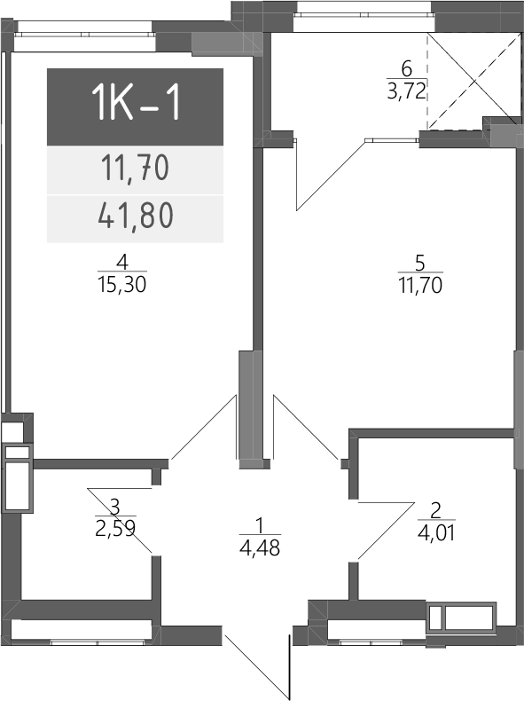 1-комнатная 41.8 м² в ЖК Liberty Gardens от 29 500 грн/м², Харьков
