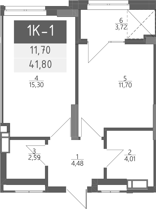 1-кімнатна 41.8 м² в ЖК Liberty Gardens від 29 500 грн/м², Харків