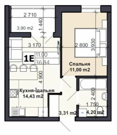 1-кімнатна 36.84 м² в ЖК Саме Той від 13 500 грн/м², смт Немешаєве