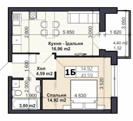 1-кімнатна 41.59 м² в ЖК Саме Той від 13 500 грн/м², смт Немешаєве