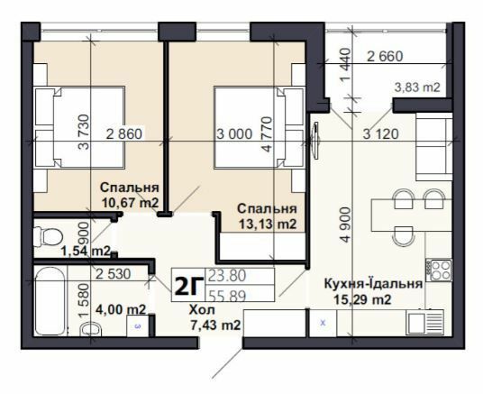 2-кімнатна 55.89 м² в ЖК Саме Той від 13 500 грн/м², смт Немешаєве