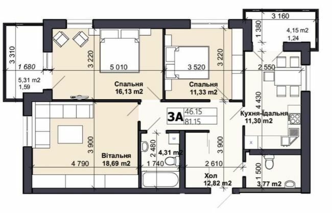 3-комнатная 81.15 м² в ЖК Именно Тот от 13 500 грн/м², пгт Немешаево