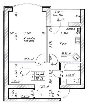 1-комнатная 54.48 м² в ЖК Гранд Парк от 19 000 грн/м², г. Бровары