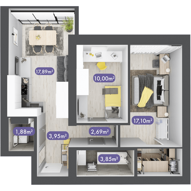 2-кімнатна 57.36 м² в ЖК Desna Park Residence від 24 000 грн/м², с. Зазим`я