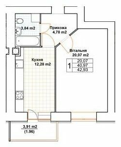 1-комнатная 42.93 м² в ЖК Богуслава от 20 000 грн/м², Тернополь