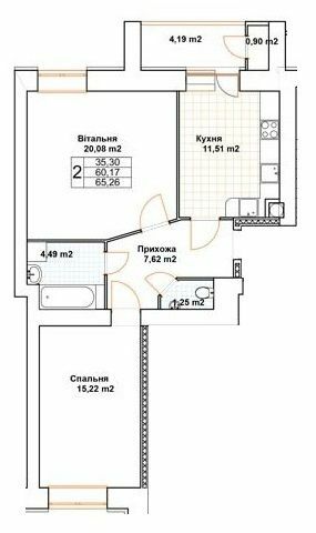 2-комнатная 65.26 м² в ЖК Богуслава от 19 000 грн/м², Тернополь