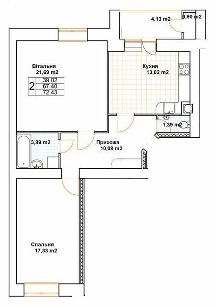 2-кімнатна 72.43 м² в ЖК Богуслава від 19 000 грн/м², Тернопіль