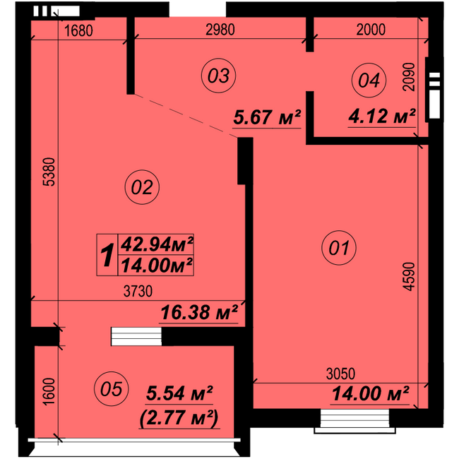 1-кімнатна 42.94 м² в ЖК Verba від 19 250 грн/м², смт Глеваха