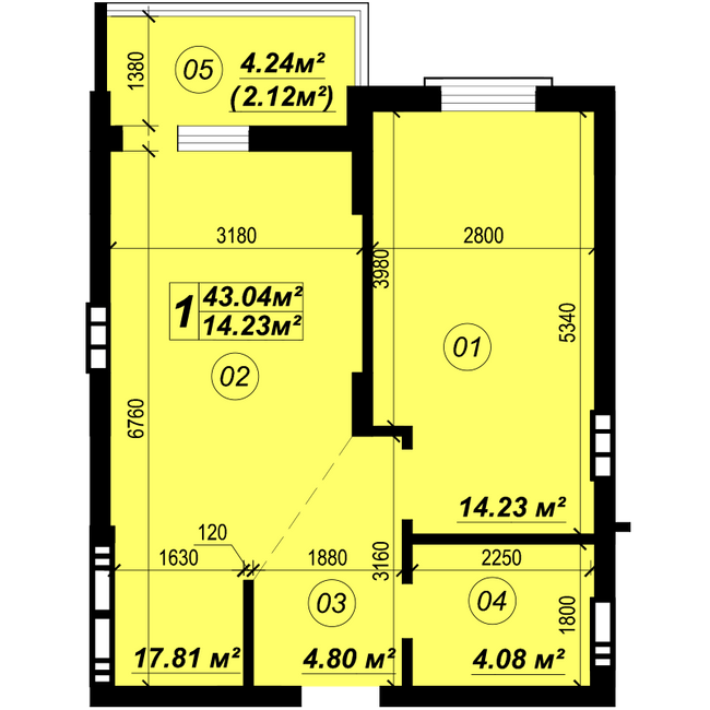 1-кімнатна 43.04 м² в ЖК Verba від 19 250 грн/м², смт Глеваха