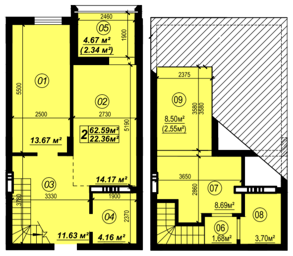 Двухуровневая 62.59 м² в ЖК Verba от 21 500 грн/м², пгт Глеваха