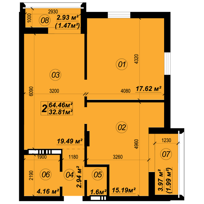 2-комнатная 64.46 м² в ЖК Verba от 21 500 грн/м², пгт Глеваха