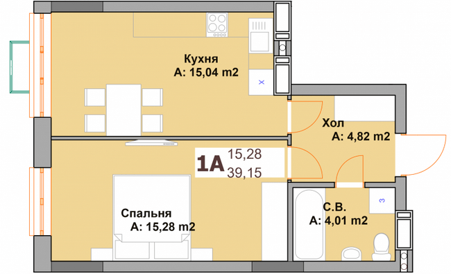 1-кімнатна 39.15 м² в ЖК Vyshgorod Sky від 27 000 грн/м², м. Вишгород