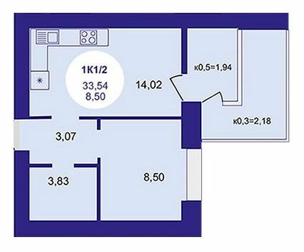 1-комнатная 33.54 м² в ЖК Атмосфера от 27 100 грн/м², г. Вишневое