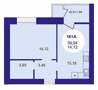 1-комнатная 39.04 м² в ЖК Атмосфера от 27 100 грн/м², г. Вишневое