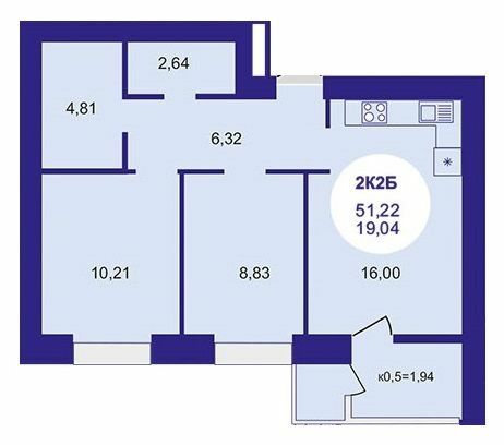 2-кімнатна 51.22 м² в ЖК Атмосфера від 25 050 грн/м², м. Вишневе