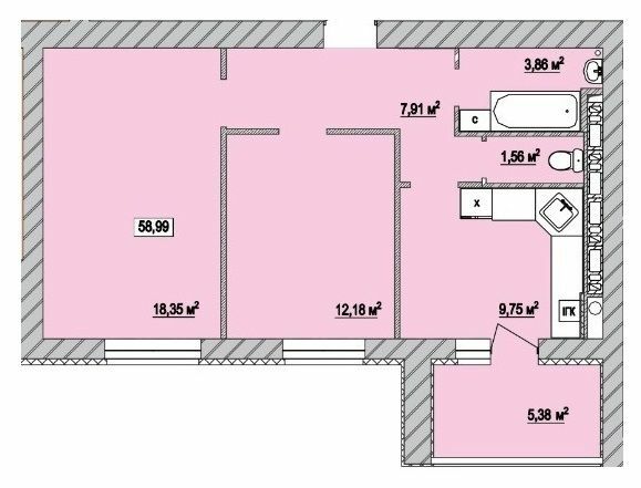 2-кімнатна 55 м² в ЖК Сади Вишневі від 27 000 грн/м², м. Вишневе