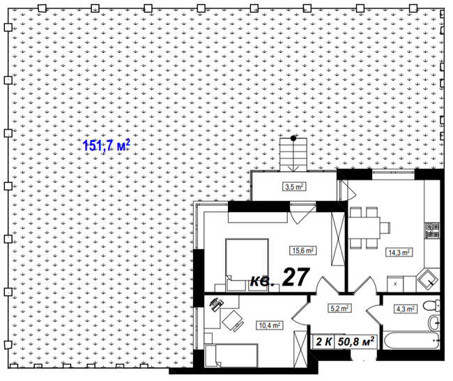 2-кімнатна 50.8 м² в ЖК Амстердам від 18 250 грн/м², с. Білогородка