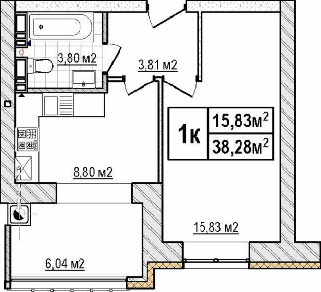 1-кімнатна 38.28 м² в ЖК AGAM від 30 000 грн/м², с. Крюківщина