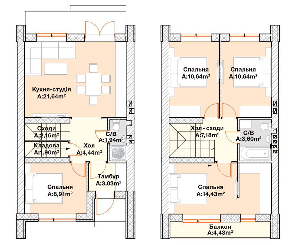 Таунхаус 95 м² в Таунхаусы Scandi House 2 от 18 211 грн/м², пгт Гостомель