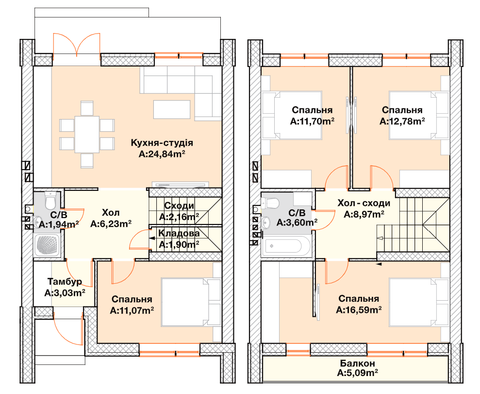 Таунхаус 110 м² в Таунхауси Scandi House 2 від 18 364 грн/м², смт Гостомель