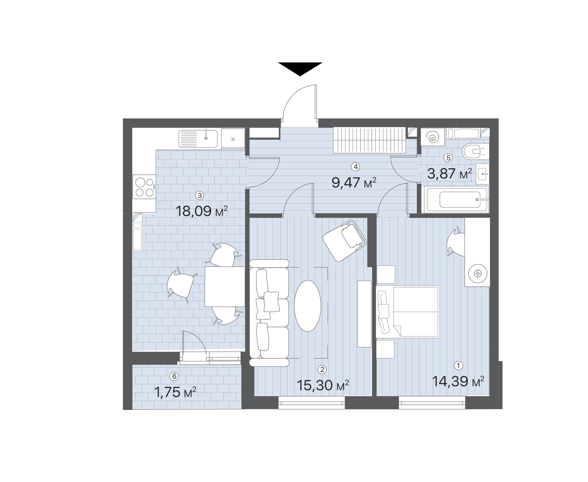 2-комнатная 62.87 м² в ЖК Лебединый от 38 075 грн/м², Киев