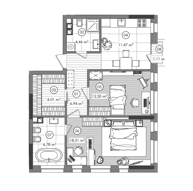 2-комнатная 66.8 м² в ЖК Creator City от 52 983 грн/м², Киев