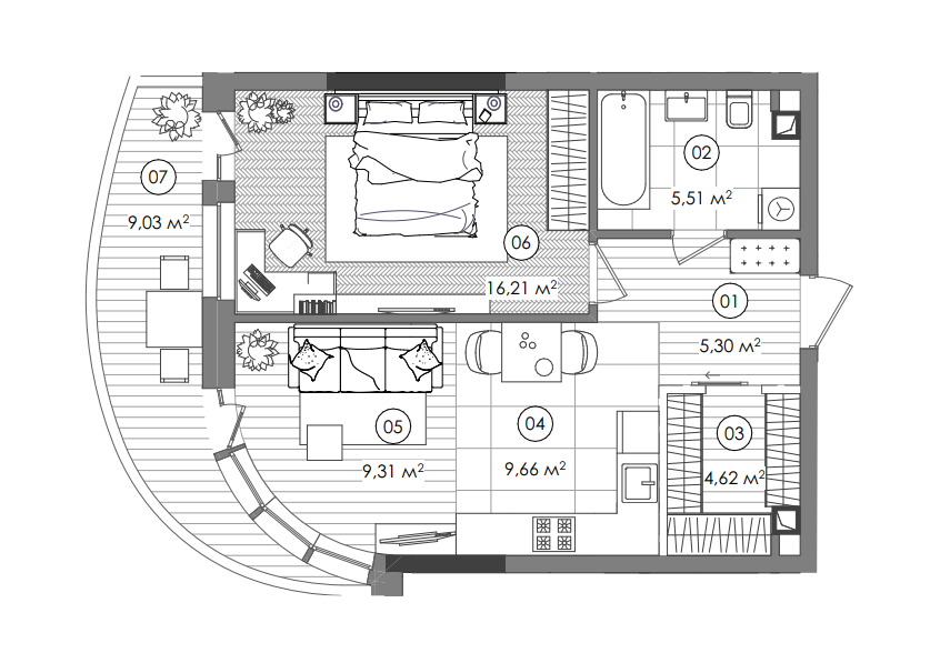 1-комнатная 53.32 м² в ЖК Creator City от 44 625 грн/м², Киев