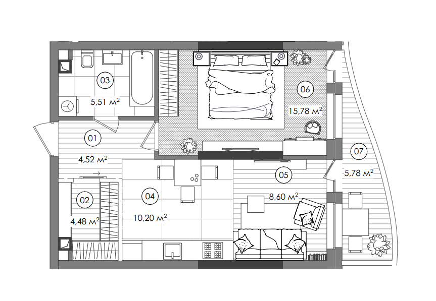 1-комнатная 50.82 м² в ЖК Creator City от 49 006 грн/м², Киев