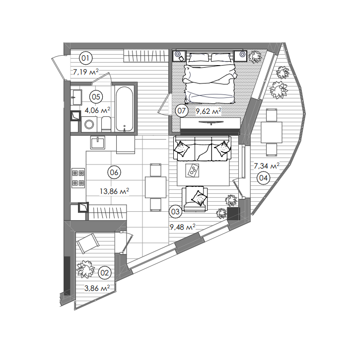 1-кімнатна 48.34 м² в ЖК Creator City від 57 132 грн/м², Київ