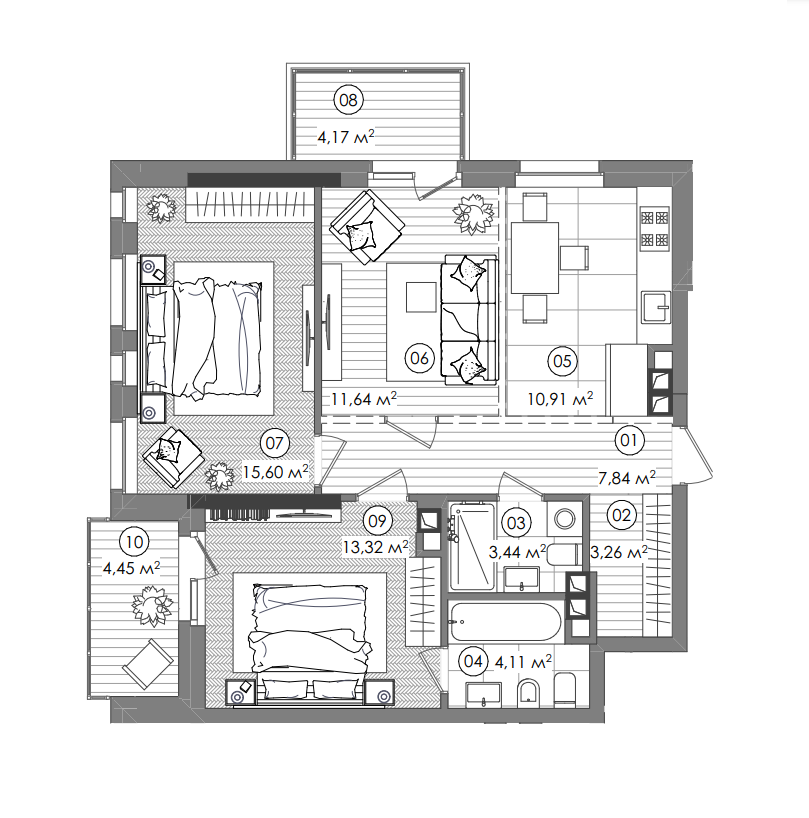 3-кімнатна 73.59 м² в ЖК Creator City від 53 865 грн/м², Київ