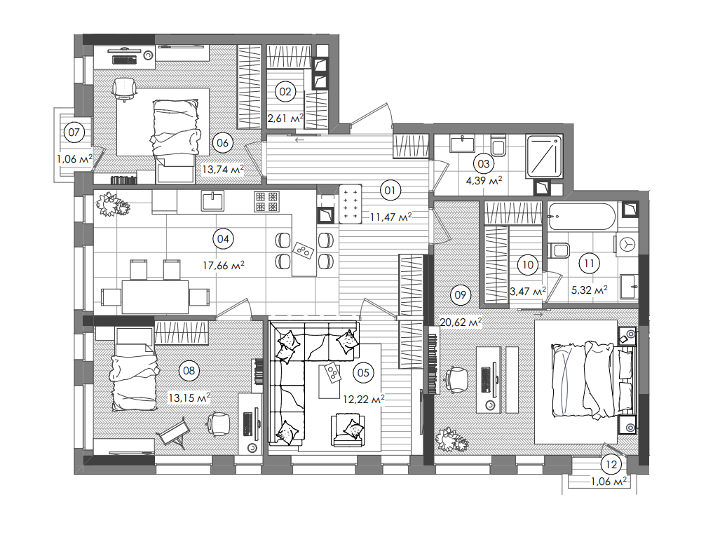 3-кімнатна 105.29 м² в ЖК Creator City від 50 658 грн/м², Київ