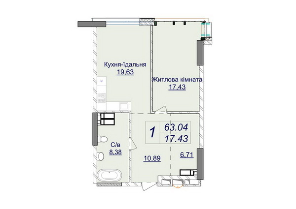 1-комнатная 63.04 м² в ЖК Новопечерские Липки от 73 670 грн/м², Киев