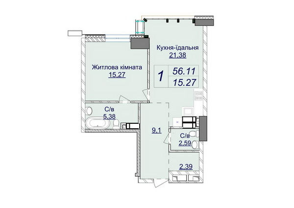 1-кімнатна 56.11 м² в ЖК Новопечерські Липки від 73 670 грн/м², Київ