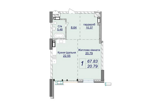 1-кімнатна 67.83 м² в ЖК Новопечерські Липки від 73 670 грн/м², Київ