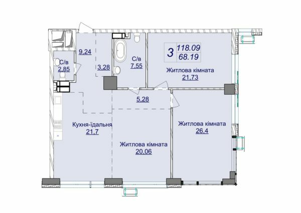 3-кімнатна 118.09 м² в ЖК Новопечерські Липки від 73 670 грн/м², Київ