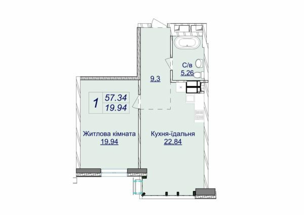 1-комнатная 57.34 м² в ЖК Новопечерские Липки от 73 670 грн/м², Киев