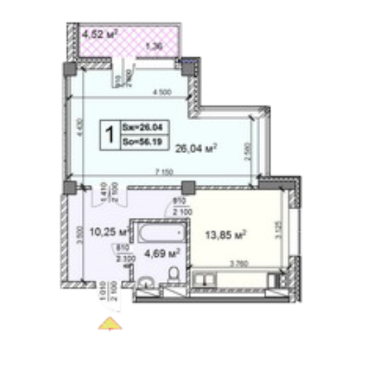 1-комнатная 56.19 м² в ЖК Новопечерские Липки от 68 850 грн/м², Киев