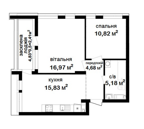 2-комнатная 55.89 м² в ЖК Феофания City от 50 000 грн/м², Киев