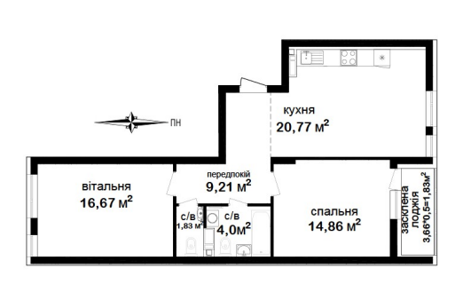 2-комнатная 69.17 м² в ЖК Феофания City от 49 000 грн/м², Киев
