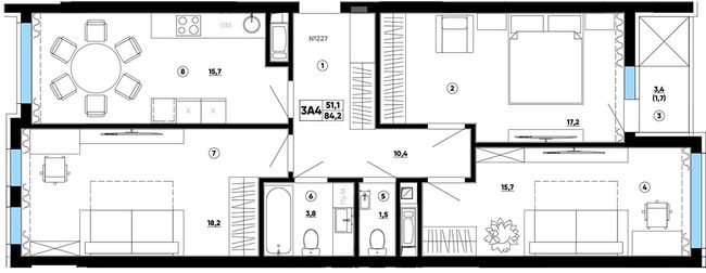 3-комнатная 84.2 м² в ЖК Paradise Avenue от 26 000 грн/м², с. Крюковщина