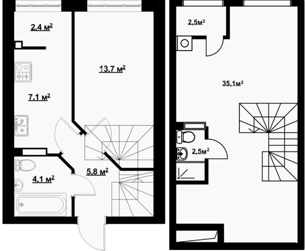 Двухуровневая 71 м² в ЖК Благород от 22 400 грн/м², с. Крюковщина