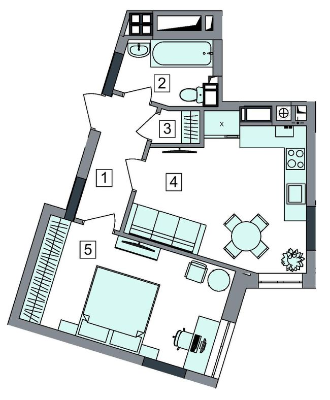 1-комнатная 41.72 м² в ЖК Евромисто-2 от 27 000 грн/м², с. Крюковщина