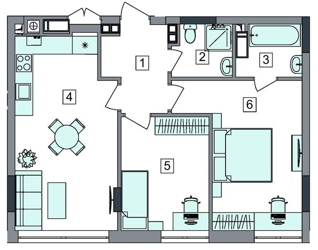 2-кімнатна 61.41 м² в ЖК Евромісто-2 від 25 500 грн/м², с. Крюківщина